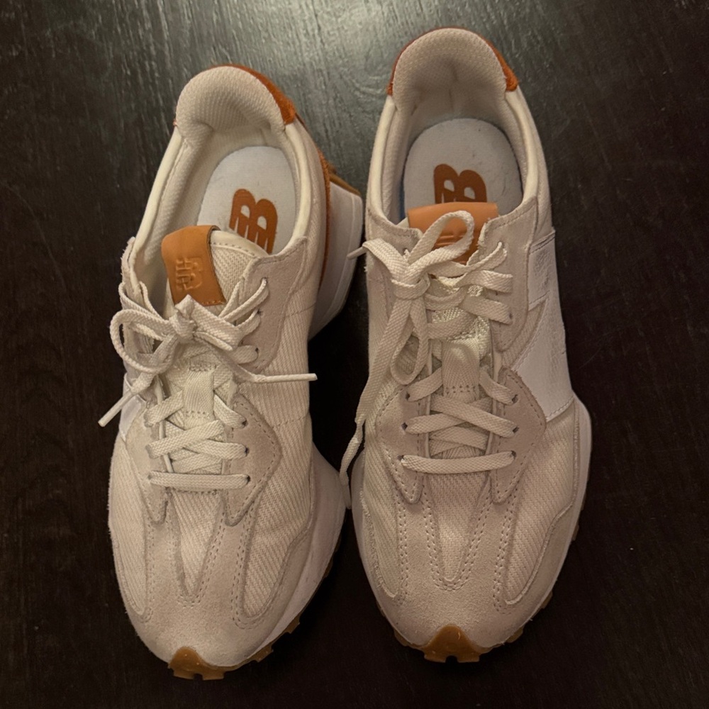 New Balance Cream and Tan Athletic Shoes